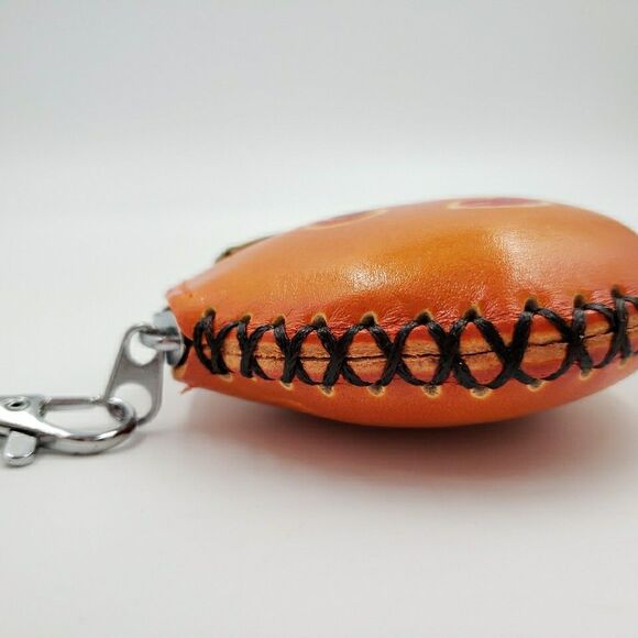 ORANGE FRUIT Pendant Jewelry Pouch Handmade Leather Whimsy Gift Zip Coin Purse - Picture 5 of 13